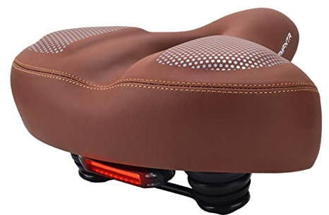 F Fityle Sedile da Bicicletta Comoda Sella cletta, Cuscino per Sedile Ampio e Morbido per Mountain Bike da Strada, Bici da, Marrone con Luce