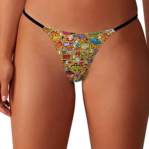 GQWJKSZ Trippy Cartoon Design Mutandine da Donna G-Strings Perizoma Sexy T Back Panty