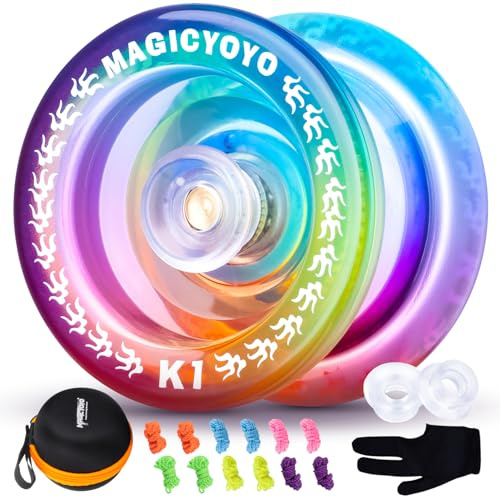 YOSTAR JoJo K1-Plus Responsive Yoyo pour enfants, JoJo professionnel en cristal pour débutants, avec boîte de rangement, 12 cordons de jojo et gant de yoyo