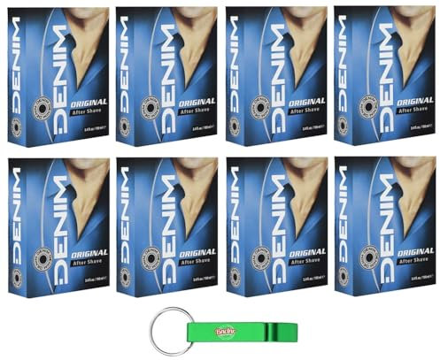 8 x DENIM Classic After Shave Original, perfekt für die frische Haut, 100 ml + Schlüsselanhänger von Beni Culinari