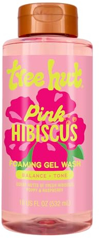 Tree Hut Pink Hibiscus Foaming Gel Wash, Hydrating & Moisturizing Body Wash with Shea Butter & Nourishing Essential Oils, Daily Cleanser for Soft Smooth Skin, 18 fl oz