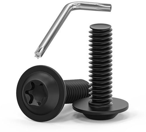 20 Stück M5x16 Schrauben, Linsenkopfschrauben, Torx Schrauben, Flanschschraube, Edelstahl A2 V2A, Vollgewinde, Schwarzes Oxid, mit Torx Schlüssel