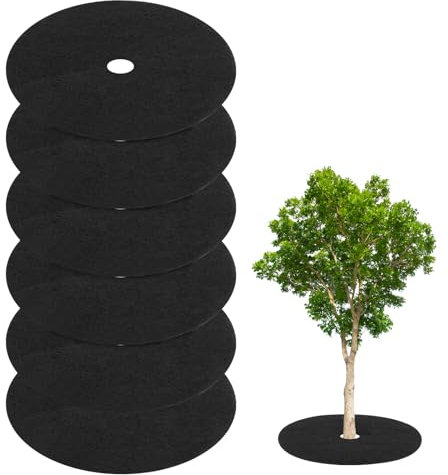 M METERXITY 6 Pcs Anneaux de Couverture d'arbre Non Tissés, 20.4 Housse en Tissu Anti-Mauvaises Herbes pour Arbre, à Appliquer sur l'anneau de Paillis d'arbre de Jardin (Rond Noir)