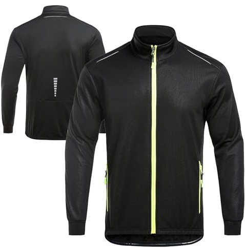 Utomhus Cykel Cykel Ridjacka Herr Fleece Cykeltröja Herr Cykeltröjor Hel dragkedja Reflekterande vindtät löparvandringsrock med ficka