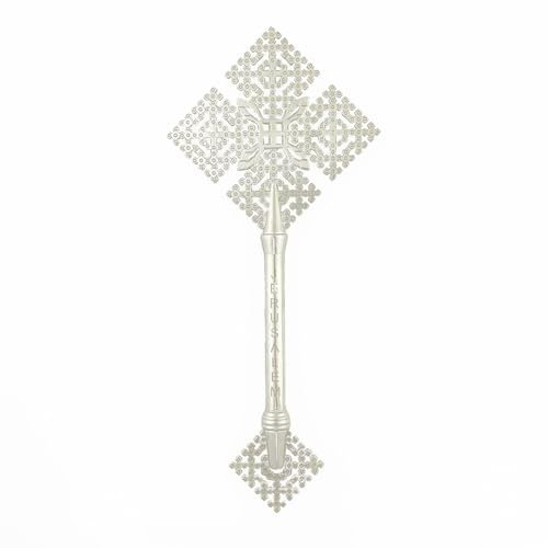 RZRHMUHN Croce ortodossa, crocifisso in metallo, croce russa ortodossa tenuta in mano, chiese, matrimoni, funerali, 22,9 x 9,9 cm (argento)