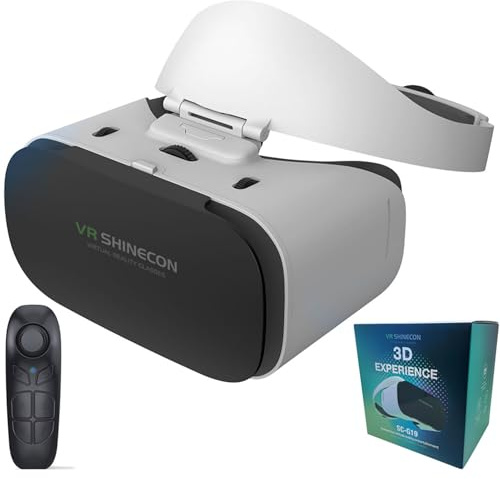 EMEIHST VR-headset för telefon med kontroll, 3D VR-glasögon för TV, filmer och videospel, headset för virtuell verklighet för iPhone/Android-telefon, kompatibel 4,7-7,1 tum (B03)