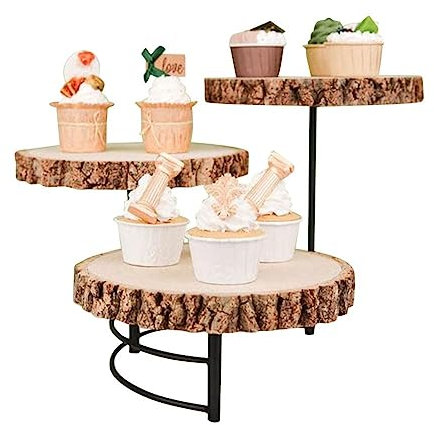 Tortenständer aus Holz, 3 Etagen, Hochzeitstortenständer, Cupcake-Turm, abgestuftes Tablett, Dekoration, Servierplatte für Teeparty, Kaffeepause, Festival, Geburtstagstorte
