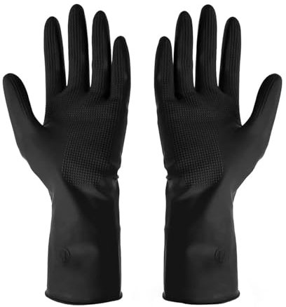 JCXIOC Rengöringshandskar latex rengöring svarta handskar hårfärgningshandskar kök matlagning trädgård rengöringshandskar vattentätt resistent gummi för rengöring (L)
