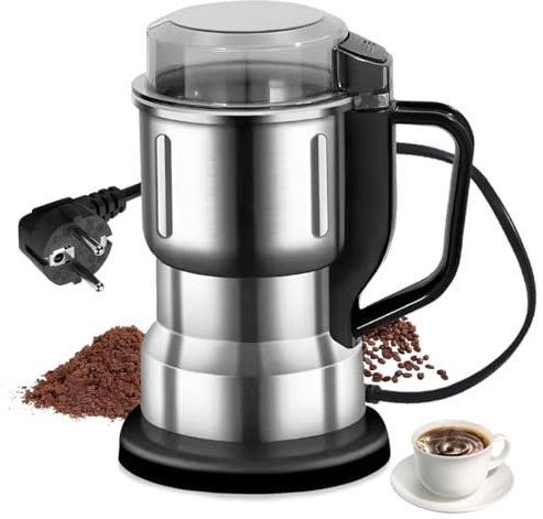 Luluwa - Molinillo de café eléctrico de 200 W, 500 ml, de acero inoxidable, para moler café, especias, nueces, pimienta y azúcar