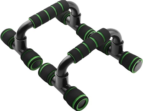Pushup Bars Stands Handles Strength Training for Men and Women Workout, Gym Exercise Equipment Fitness, 1 Pair Pushup Handles Cushioned Foam Handles Grip, Non-Slip Sturdy Structure (Green)