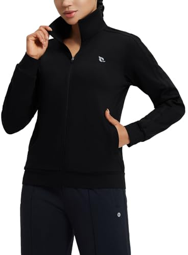 baleaf Veste de course à pied en polaire pour femme avec fermeture éclair intégrale - Veste chaude d'hiver pour temps froid - Entraînement athlétique, gym, loisirs, Noir , M
