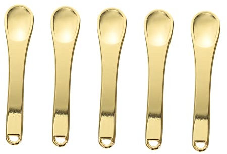 DECORNIJIA 5pezzi Cucchiai Per Cosmetici in Lega Per Trucco e Crema Viso Mini Cucchiai Per Applicazione e Miscelazione Portatili e Resistenti