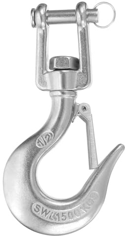 sourcing map Gancho deslizante de horquilla de 1,27 cm, gancho de cadena de horquilla de acero inoxidable 304, capacidad de 3300 libras, ganchos de cadena de seguridad resistentes con pestillo de