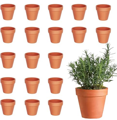xolear 20 Piezas Macetas de Barro Mini 4,5 x 4 CM, DIY Macetas de Barro Pequeñas con Agujeros de Drenaje, para Plantar Suculentas, Cultivar Plántulas y Jardinería Doméstica