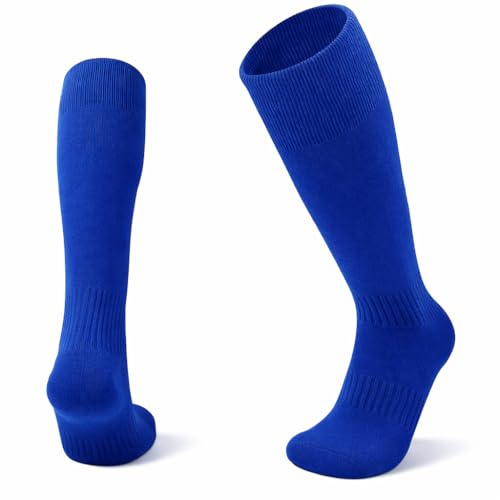 1STLY FITNESS Chaussettes de foot hautes enfant bleu roi – Taille 32‑37