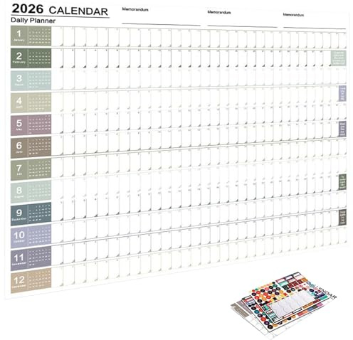 2026 Kalender Planerare 74 X 51 cm Arbetstillbehör med Påskriftetiketter