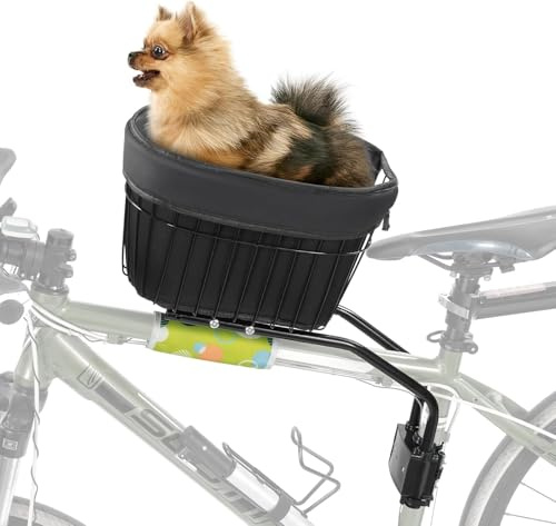 YEENAIV Cesta de bicicleta para perros para la bicicleta, cesta de bicicleta para perros con cinturón de seguridad, cesta de la compra para perros pequeños, gatos y otras mascotas, hasta 5 kg