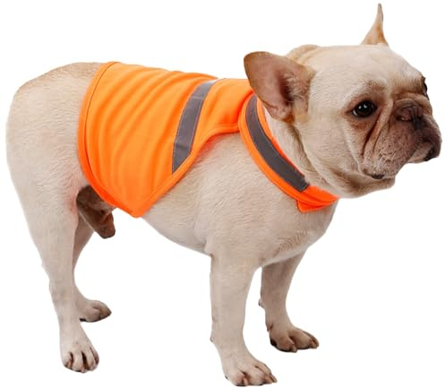 Chaleco Reflectante Para Perros - Tela Fluorescente De 4,7 Pulgadas | Arnés De Seguridad | Correas Reflectantes | Chaleco Ajustable Para Mascotas Al Aire Libre Y Entrenamiento Para Caminar, Cazar Y Us
