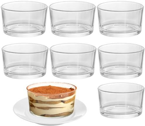 Wapasezyar Set di 8 bicchieri da dessert trasparenti da 200 ml, piccole ciotole in vetro per dessert, per tiramisu, panna cotta, gelato, budino, cereali, yogurt, marmellata e dolci