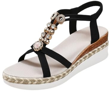 Sandale Plateforme Femme Plage - Sandales Femme Été Boheme Chaussures Bout Ouvert Nu Pieds Chic Et Elegant Sandalette Respirant Chaussure Décontractée Nu Pieds De Marche Antidérapante Sandalette