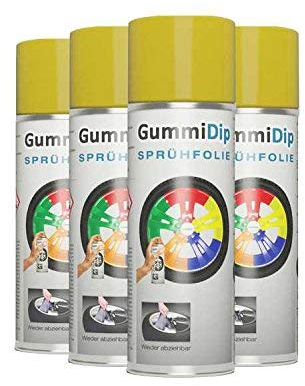 Gummi Dip Sprühfolie, Spray, 4er Set, 4x400 ml (Gelb)