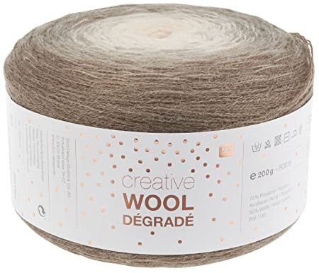 Rico Design Rico Creative Wool Dégradé Strickwolle 4-fädig 200g 800m Nadelstärke 4 Winter Handwäsche bis 40°C Schalwolle Natur