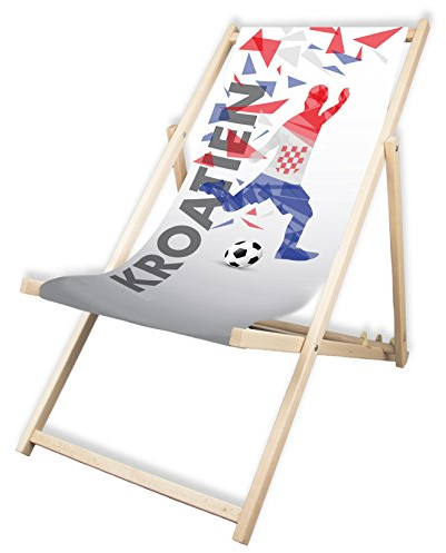 MultiBrands® Liegestuhl, Holz, ohne Armlehne, Klappbar, Kroatien, WM, Fanartikel, 2018