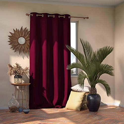 AmeliaHome Blackout Vorhang 1 St. Blickdicht, Polyester, Weinrot, Ösen 140x270