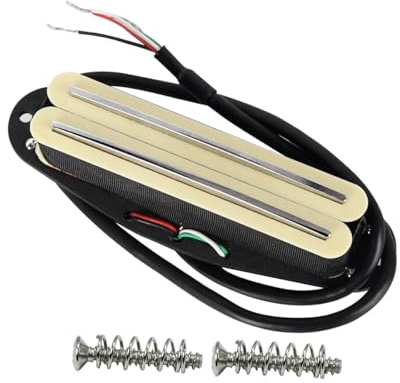 FLEOR Alnico 5 Hot Rail Humbucker Single-Coil-Sized Pickup 12-13K Humbucker Cream Fit ST SQ TL Guitar