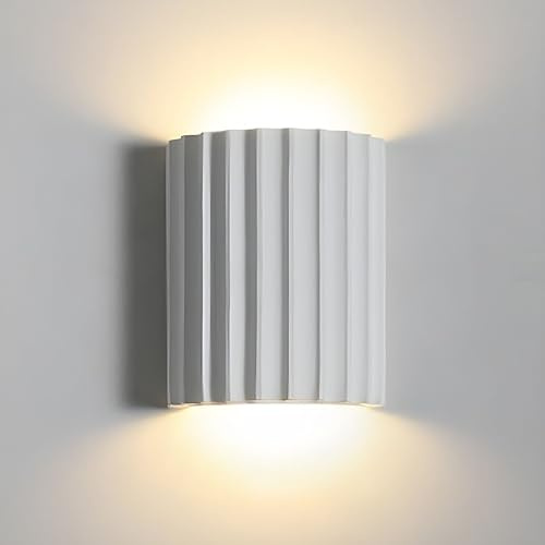 SEEAIRSHOP Contemporary Mini Wall Light Minimalist Half-Cylinder Desgin White Wall Mounted Lamp Resin Plaster Wall Sconce for Living Room Bed Room Stairway Hallway