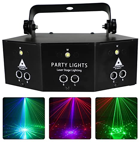 Discolicht Partylicht mit Fernbedienung, 9-Eyes LED RGB Licht DJ Projektor Disco Bühnenbeleuchtung Lichteffekt DMX Effektstrahler Halloween Weihnachten Klub Party Feiertage