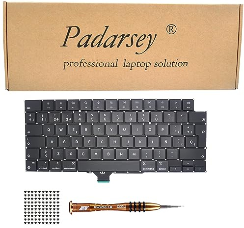 Pardarsey Teclado español ESPAÑOL de repuesto compatible para MacBook Pro 14 A2442, 16 A2485 2021 año teclado + tornillos + destornillador