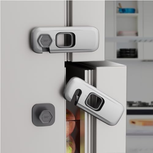 KIZZHISI 5 Pack Child Proof Refrigerator Lock, Baby Proofing Cabinet Locks, Oven Lock Child Safety, Fridge Lock, for Fridge, Drawers, Dishwasher, Oven, Cupboard, Closet, Adhesive, No Tools Need(Grey)