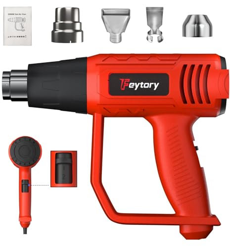 220V Red Hot Air Gun with Nozzles,50℃-650℃ Hot Gun for Home,Heat Gun with Airflow Double Injection,Fast Heating 1.5s,Heating Gun Set for Crafts, Shrink Tubing,Wrapping