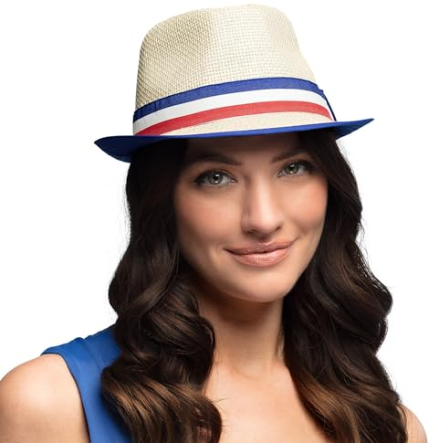 Boland 62208 - Hut Frankreich für Erwachsene, Strohhut für Faschingskostüme, Karneval, Mottoparty