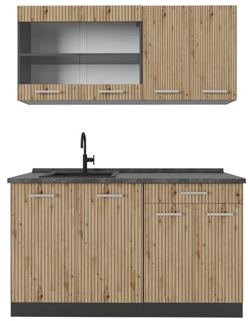 Vicco Singleküche R-Line, Artisan-Eiche, 140 cm ohne Arbeitsplatte, zur flexiblen Erweiterung mit weiteren Modulen geeignet