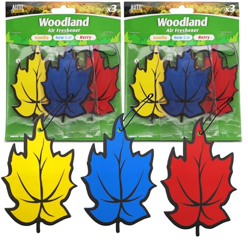 SOL 6pk Woodland Car Air Fresheners, Vanilla, Berry, and New Car Scent for Men or Women, Perfume-Inspired Fragrance Multipack, Long Lasting Smell, Perfect for Keeping Vehicles Fresh Inviting