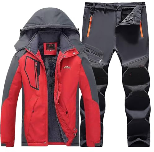 Vattentät utomhusskidsats för män, termisk vindtät jacka och byxor, andningsbar vinter snowboarddräkt, isolerad vandring och snöutrustning, väderbeständiga skidkläder, utomhus skidset, Marinblått Xsp,