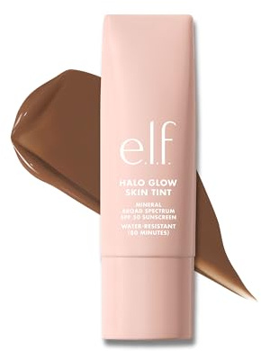 e.l.f. Halo Glow Skin Tint SPF 50, getönte Feuchtigkeitspflege mit leichter, aufbaubarer Deckkraft für einen natürlichen Glow, vegan und tierversuchsfrei, 14 Deep Warm