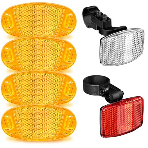 Mexgcom Fahrrad Reflektoren, 6 Stück Speichenreflektor und Lichtclip Teiliges Katzenaugen-Fahrrad füR Kinder, Fahrrad-Reflektor Vorne und Hinten – Geeignet füR RennräDer, Mountainbikes, E-Bikes