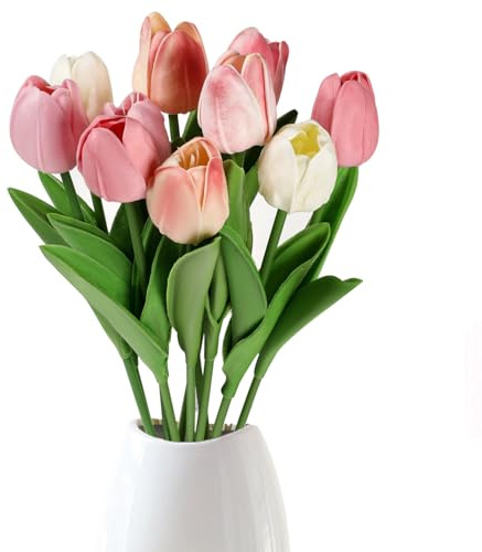 Tulipani artificiali Fiori artificiali che sembrano reali per la decorazione Tulipani finti Piccoli fiori secchi artificiali decorativi bouquet di fiori da interno in vaso per casa, giardino