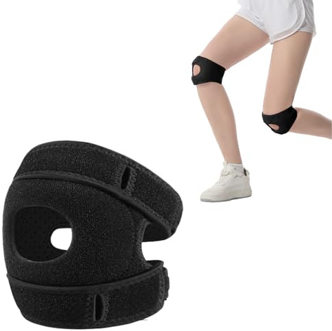 Genouillère Sport Réglable, Genouillere Arthrose Genou avec Coussinet Amortisseur en Silicone, Respirant et Confortable Attelle Genou, Genouillère Rotulienne pour Le Ménisque