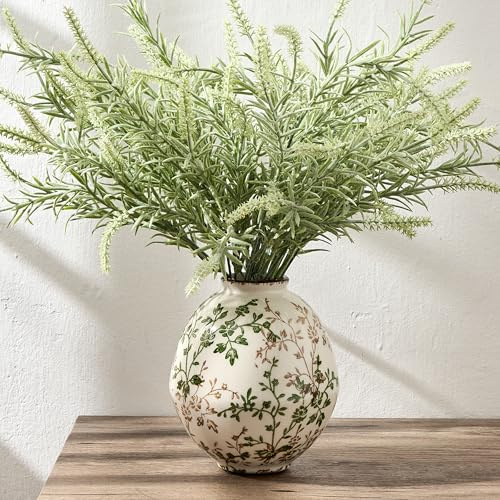 5.8 Inch Green and Beige Antique Vase, Chinoiserie Floral Design, Rustic Ceramic Vase for Home Decor, Living Room, Bookshelf, Office, Entryway, Grand Millennial, Chinoiserie, Tuscan Decor