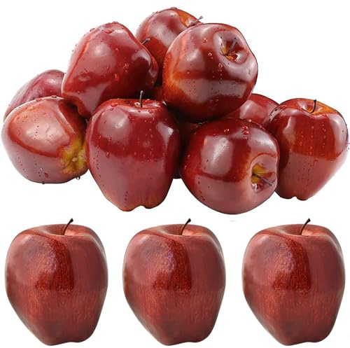 XineYuor 8PCS Grandes Manzanas Artificiales Frutas Falsas Manzanas Deliciosas para La Decoración,Frutas Decorativas para Hogar Cocina y Fiesta de Navidad