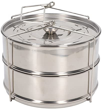 Olla de vapor de acero inoxidable de 2 niveles, cacerola apilable para cocinar al vapor, olla a presión, accesorios para verduras, bolas de masa, caldo, salsa, alimentos