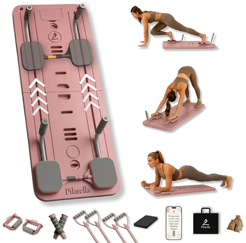 Pilatella - Pilates Reformer per Casa 5 in 1 | Mini Reformer Pilates, Tavola Pilates, Pedana Pilates Casa, Pilates Board Premium + Ebook 10 Esercizi