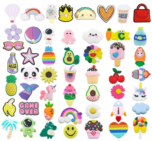 ZXTGBQ 50 Pcs Charm Croc, Ciondoli Per Scarpe, Spille Decorazioni Perscarpe, Accessori Per Croc Charm Perdonna, Adulti, Ragazze, Bambini, Regalo Perfeste Di Compleanno Pins Ciondoli Shoe Charms