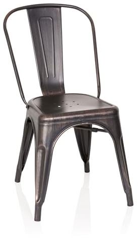 hjh OFFICE 645036 Silla Visitante VANTAGGIO Comfort Metal Negro/Dorado, bistró apilable, Estable, Estilo Industrial