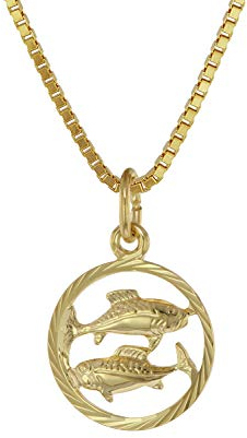 trendor Kinder Sternzeichen Fische 333 Gold + goldplattierte Kette Tierkreiszeichen, liebevoller Halsschmuck für Mädchen und Jungen, Geschenkidee, 75990-03