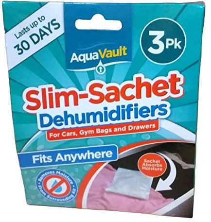 3 X SLIM SACHET SMALL SPACE DEHUMIDIFIERS - CARS DRAWERS GYM-BAGS FITS ANYWHERE